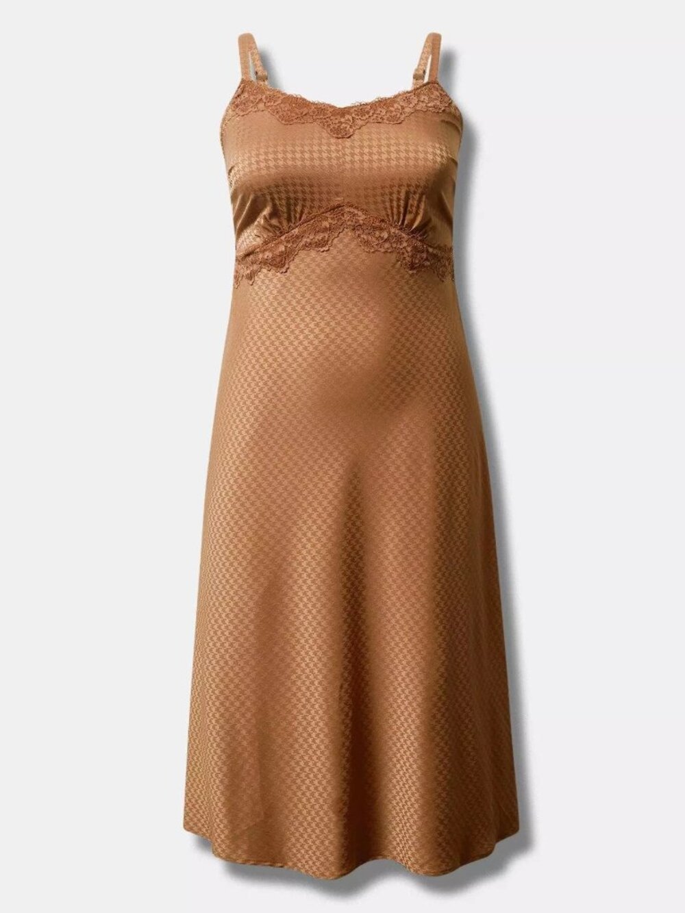 Torrid Tea Length Woven Jacquard Lace Trim Cami Maxi Slip Dress - Picture 3 of 4